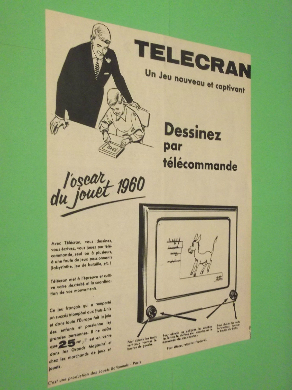 Jouet Vintage Télécran pour dessin